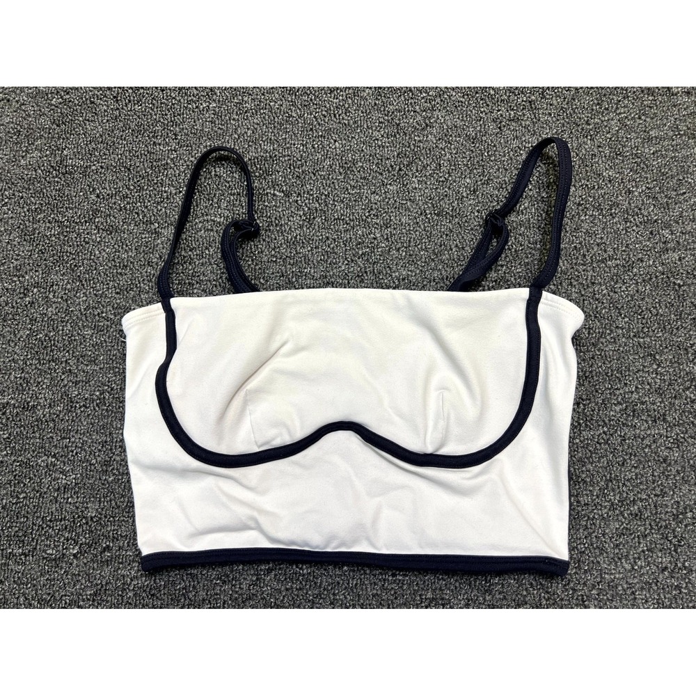 Alo Airbrush Streamlined Bra Tank Womens White Spaghetti Strap Yoga Training